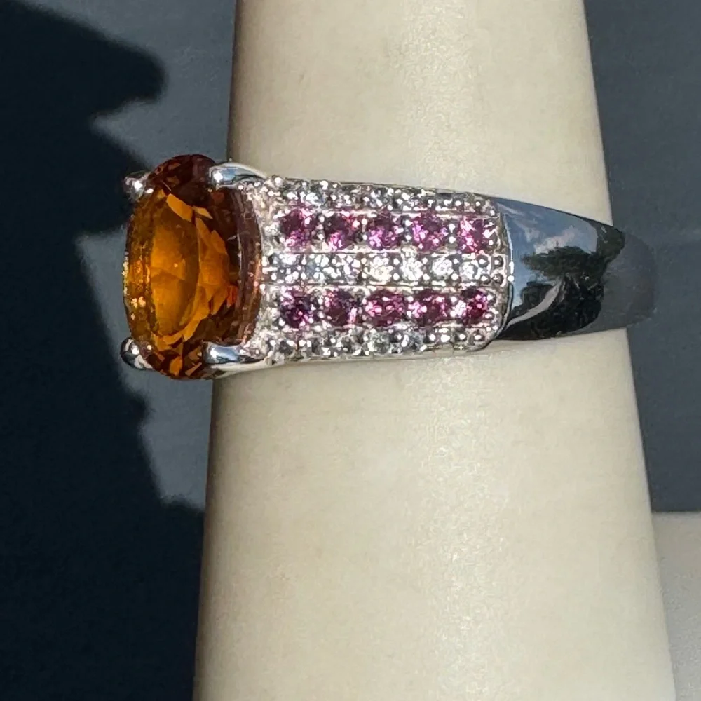 925 Spessartine & Rubellite Ring